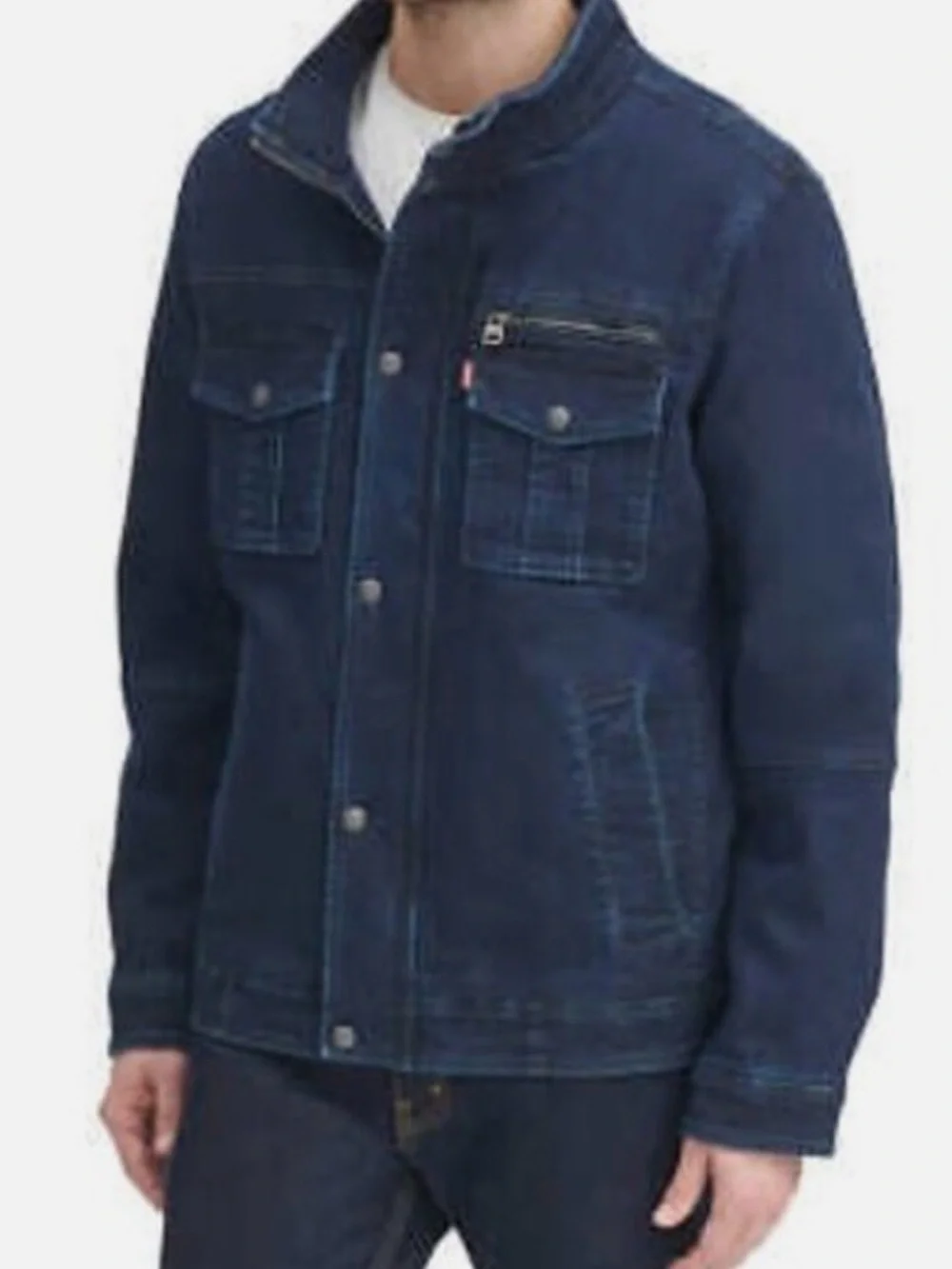 NWOT- Levi's Navy Blue Denim-Style Military Trucker Jacket